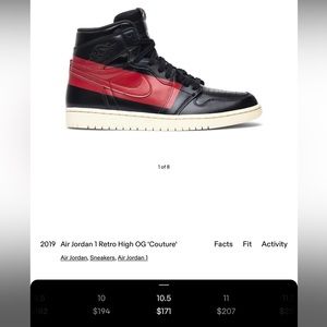 Air Jordan 1 Retro High OG 'Couture. Size 10.5